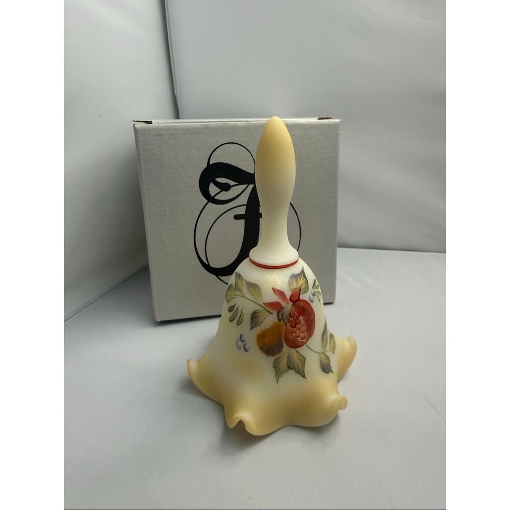 Fenton Sweet Harvest Ivory Blasted Hand Painted Bell with Box